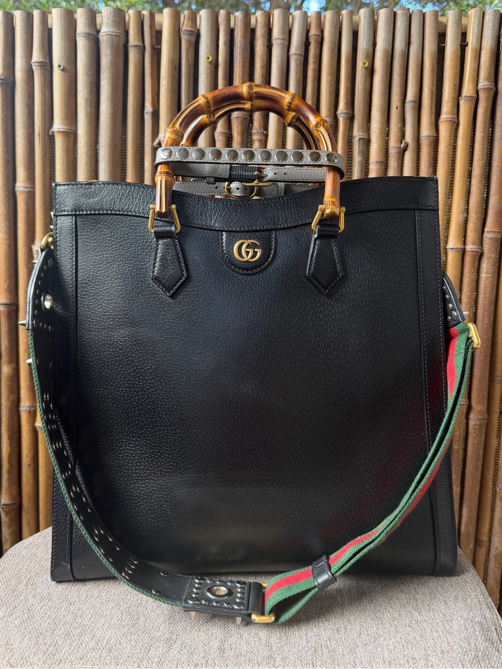 Gucci Diana NM Bamboo Handle Tote Leather Large